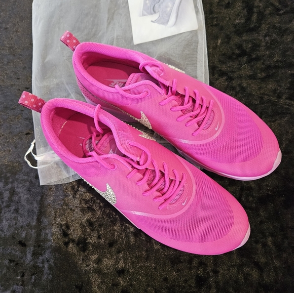 NEW NIKE Bedazzled Crystallized Magenta Shoes Size 10 - Picture 3 of 6